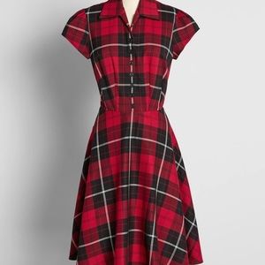 NWT Modcloth Hell Bunny “Brody” Plaid Swing Midi Dress size L